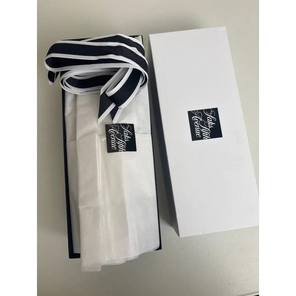 Saks Fifth Avenue Lady Ornament 2015 Black White Feather Dress Christmas w Box